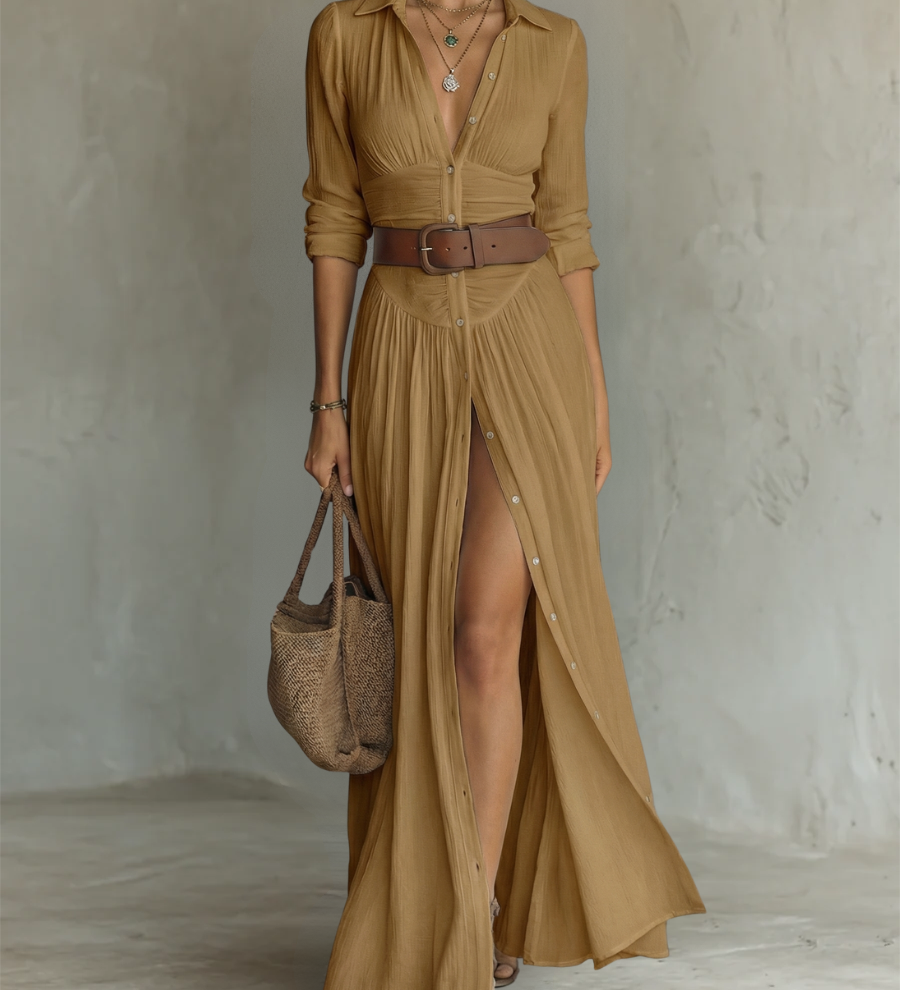 Suzanne - Maxi haljina s rever kragnom