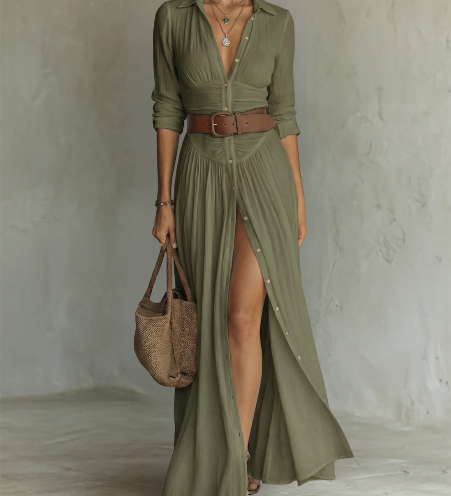 Suzanne - Maxi haljina s rever kragnom