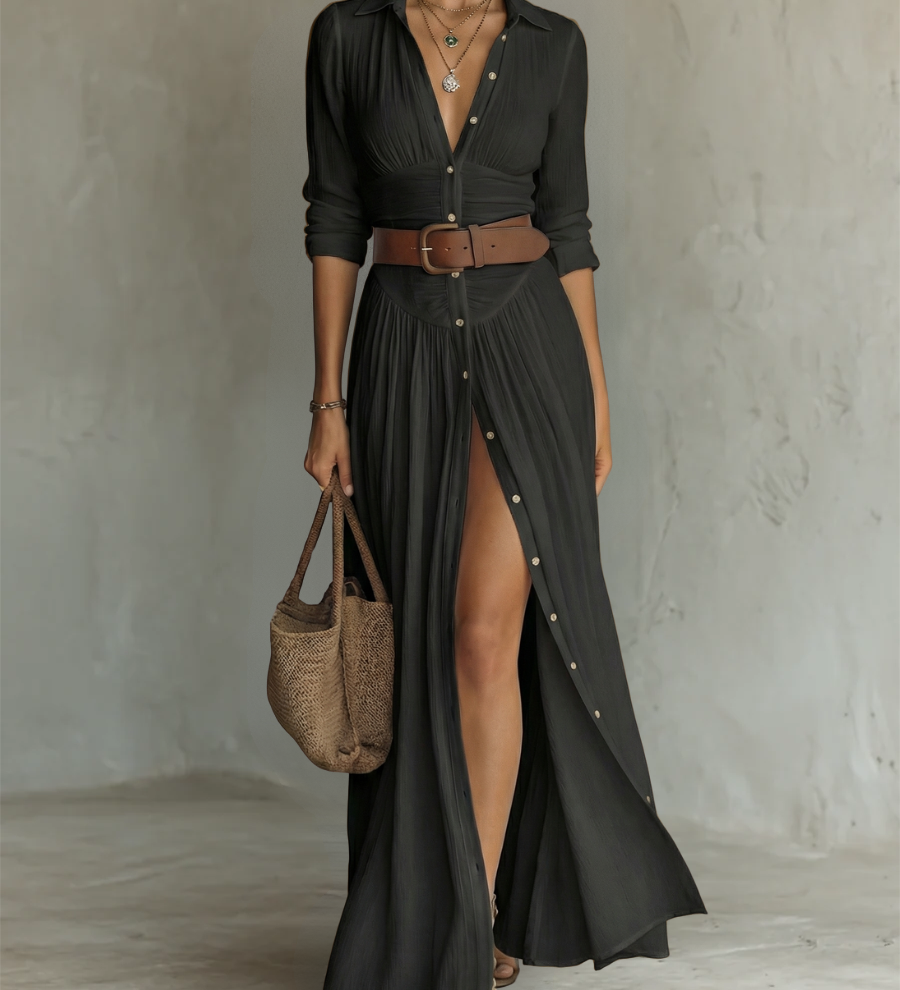 Suzanne - Maxi haljina s rever kragnom