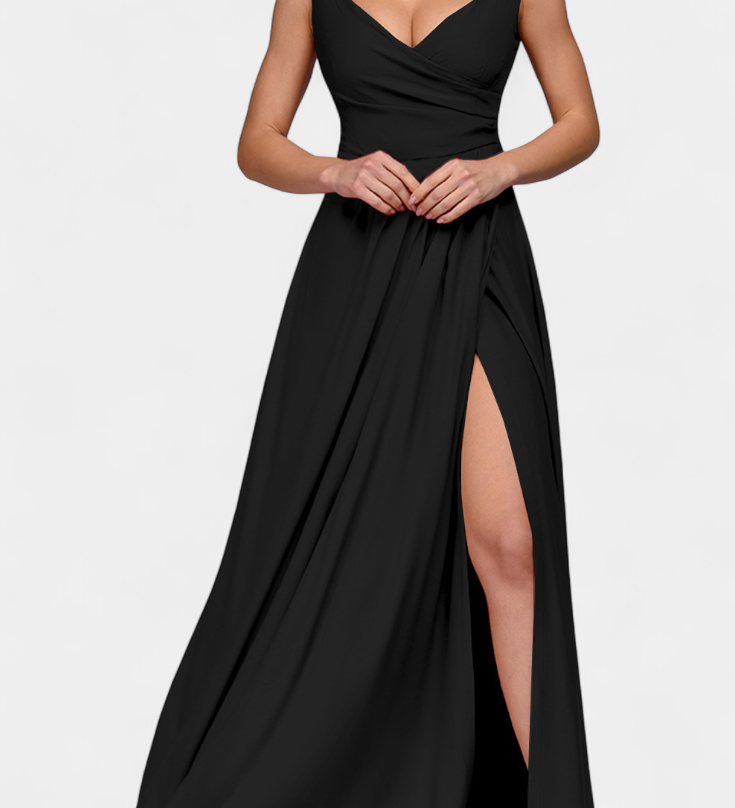 Tatjana Duga Haljina s Draperijom Sprijeda i Preklopljenim Izrezom