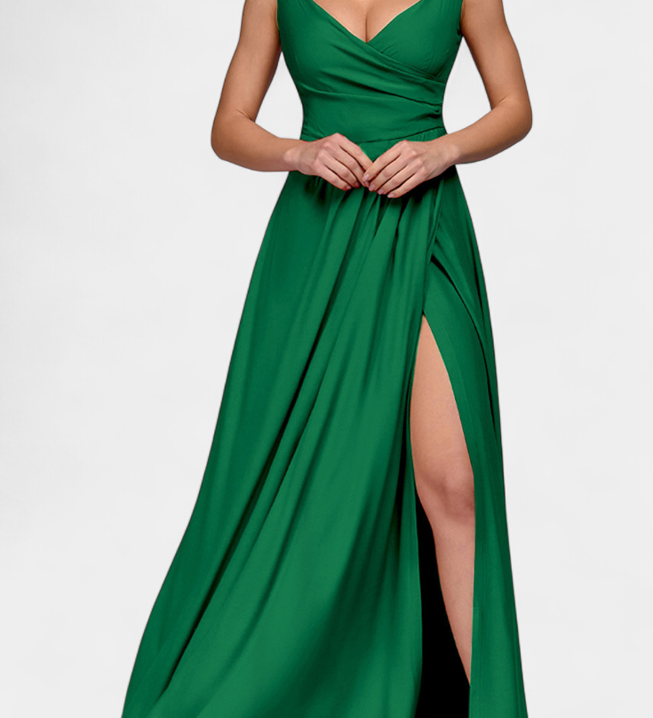 Tatjana Duga Haljina s Draperijom Sprijeda i Preklopljenim Izrezom