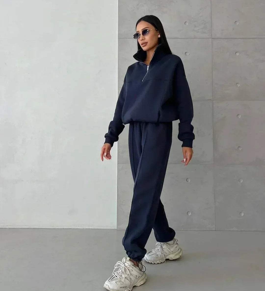 Senna -Sportieve loungeset met ritskraag